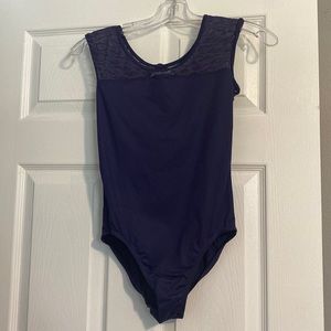 Mirella gorgeous deep purple adult small leotard with patterned sheer open back